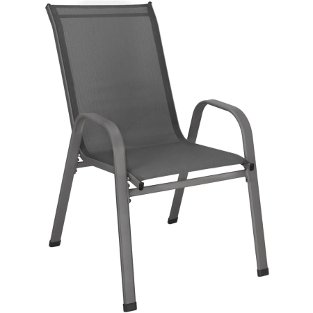 Set 4 scaune gradina cu brate, cadru otel si sezut textilene, 53x72x92 cm, gri [24]