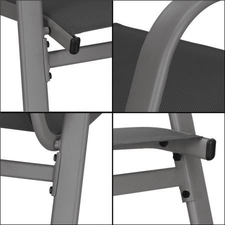Set 4 scaune gradina cu brate, cadru otel si sezut textilene, 53x72x92 cm, gri [27]