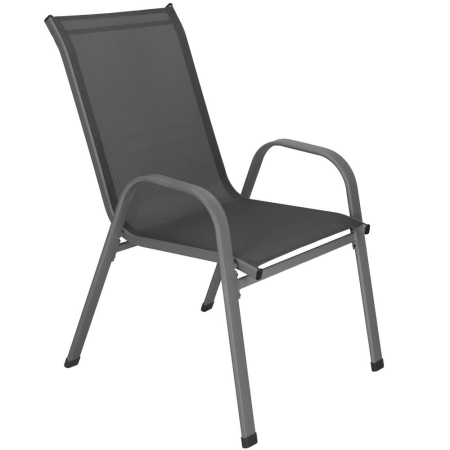 Set 4 scaune gradina cu brate, cadru otel si sezut textilene, 53x72x92 cm, gri [15]