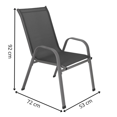 Set 4 scaune gradina cu brate, cadru otel si sezut textilene, 53x72x92 cm, gri [28]