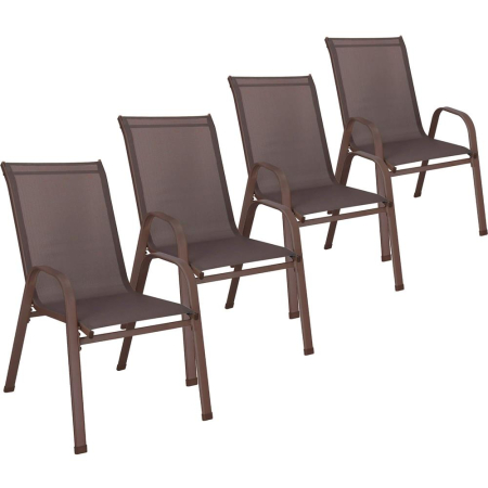 Set 4 scaune gradina cu brate, cadru otel si sezut textilene, 53x72x92 cm, maro [6]