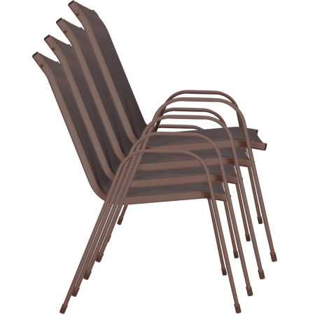 Set 4 scaune gradina cu brate, cadru otel si sezut textilene, 53x72x92 cm, maro [21]