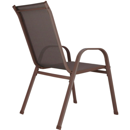 Set 4 scaune gradina cu brate, cadru otel si sezut textilene, 53x72x92 cm, maro [19]