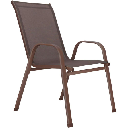 Set 4 scaune gradina cu brate, cadru otel si sezut textilene, 53x72x92 cm, maro [20]