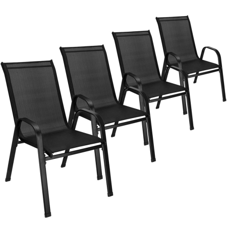 Set 4 scaune gradina cu brate, cadru otel si sezut textilene, 53x72x92 cm, negru [5]