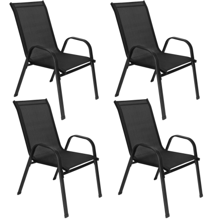 Set 4 scaune gradina cu brate, cadru otel si sezut textilene, 53x72x92 cm, negru [4]