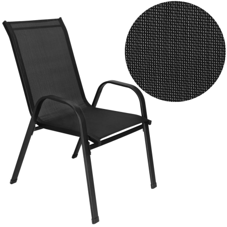Set 4 scaune gradina cu brate, cadru otel si sezut textilene, 53x72x92 cm, negru [2]