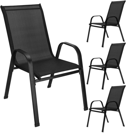 Set 4 scaune gradina cu brate, cadru otel si sezut textilene, 53x72x92 cm, negru [1]
