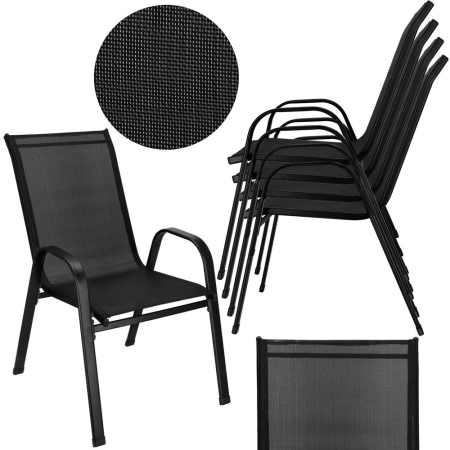 Set 4 scaune gradina cu brate, cadru otel si sezut textilene, 53x72x92 cm, negru [7]