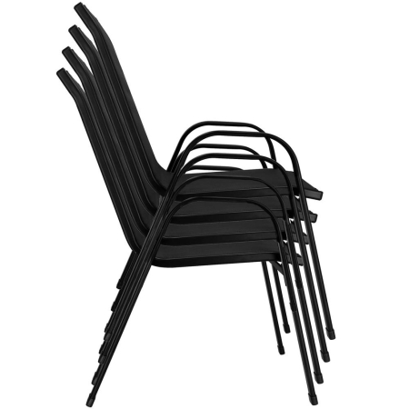 Set 4 scaune gradina cu brate, cadru otel si sezut textilene, 53x72x92 cm, negru [6]