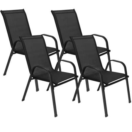 Mese gradina - Set 4 scaune gradina cu brate, cadru otel si sezut textilene, 53x72x92 cm, negru
