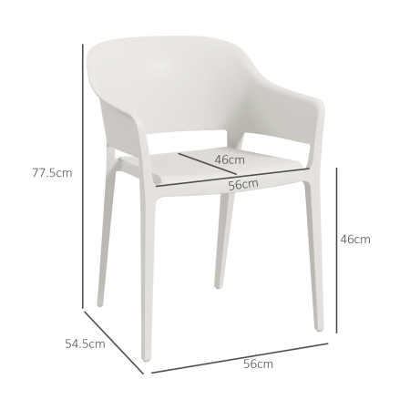  Set 4 Scaune Gradina Plastic PP - Spatar inalt, Cotiera, Rezistente UV [2]