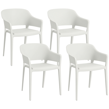 Gradina & balcon -  Set 4 Scaune Gradina Plastic PP - Spatar inalt, Cotiera, Rezistente UV