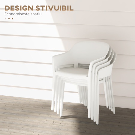  Set 4 Scaune Gradina Plastic PP - Spatar inalt, Cotiera, Rezistente UV [4]