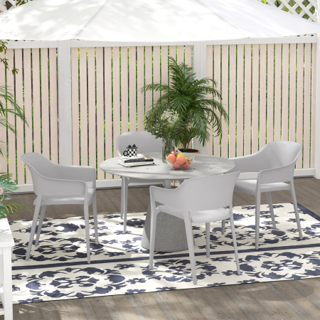  Set 4 Scaune Gradina PP Exterior - Spatar inalt & Cotiera, Stivuibile [1]