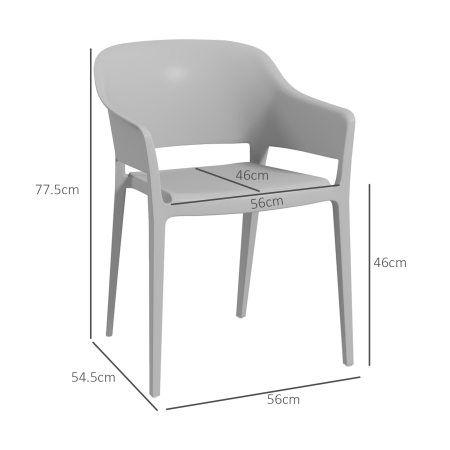  Set 4 Scaune Gradina PP Exterior - Spatar inalt & Cotiera, Stivuibile [2]