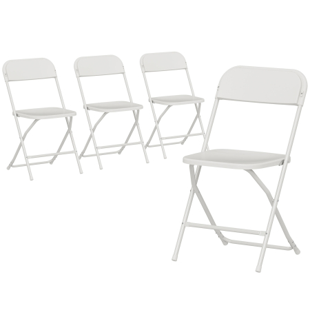 Bucatarie -  Set 4 Scaune Pliabile cu Orificii de Drenaj din Plastic si Metal, 45x49x79,5 cm, Alb