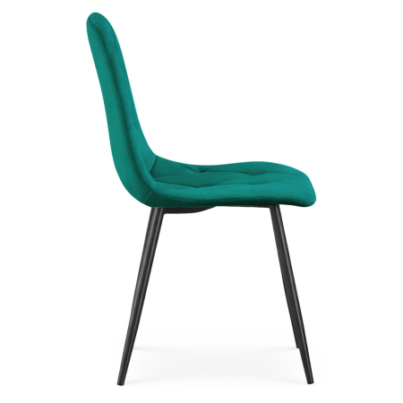 Set 4 scaune tapitate din catifea Milo, sezut matlasat, picioare metalice, 46x44x87 cm, maxim 130 kg, verde [1]