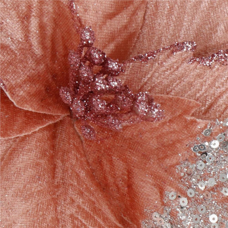 Set 5 ornamente pentru bradul de Craciun, stea Poinsettia, 26cm, roz argintiu [3]