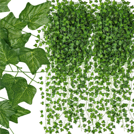 Set 6 ghirlande iedera artificiala pentru decorare, 6x208cm, frunze mici, verde [0]