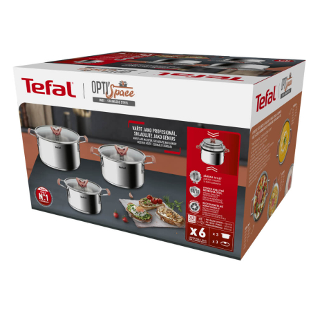 Set 6 piese Tefal Opti'Space G720S674, cratita 18 cm, oala 20/24 cm, 3 capace de sticla, otel inoxidabil, manere anti-alunecare, inductie [9]