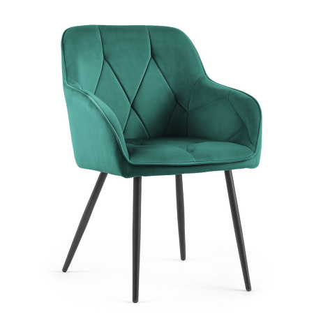 Set 6 scaune tapitate, Diamant, velur matlasat, 55x58x83 cm, verde smarald [2]