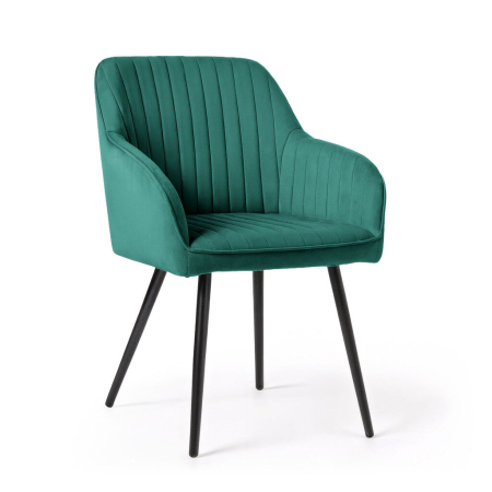 Set 6 scaune tapitate, Florence, velur matlasat, 55x58x82 cm, verde smarald [6]