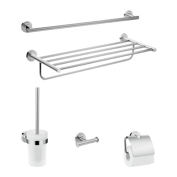 Accesorii WC - Set accesorii 5 in 1 Hansgrohe Logis cu finisaj crom lucios