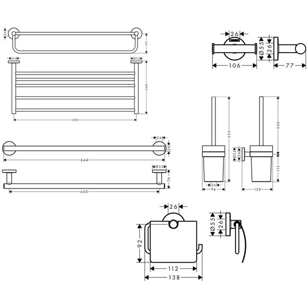 Set accesorii 5 in 1 Hansgrohe Logis cu finisaj crom lucios [1]