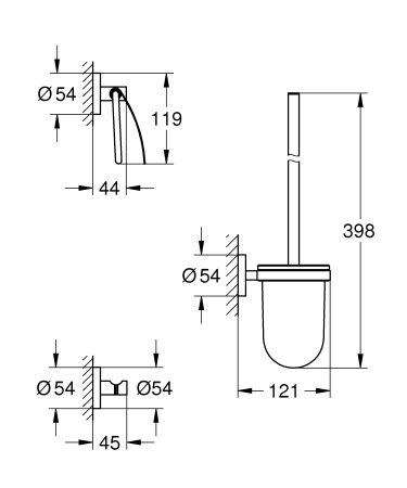 Set accesorii baie Grohe 40407DC1, Essentials City, 3 piese, fixare ascunsa, otel satinat [1]