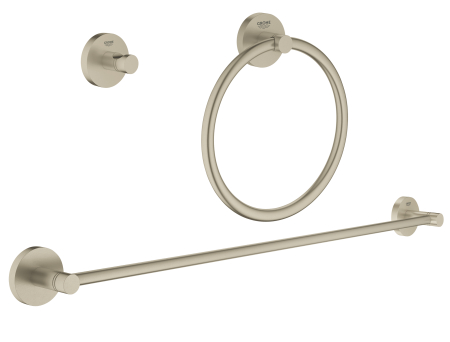 Accesorii baie - Set accesorii baie Grohe 40821EN1, Essentials City, 3 piese, fixare ascunsa, mat, nichel