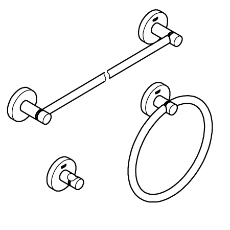 Set accesorii baie Grohe 40821EN1, Essentials City, 3 piese, fixare ascunsa, mat, nichel [2]