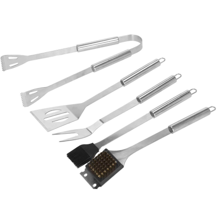 Set accesorii gratar inox 20 piese cu furculita spatula cleste perie, rezistente la caldura, husa transport inclusa [21]