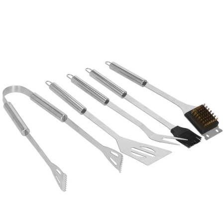 Set accesorii gratar inox 20 piese cu furculita spatula cleste perie, rezistente la caldura, husa transport inclusa [20]