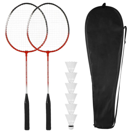 Set badminton 9 piese, 2 rachete metalice, 6 fluturasi si husa, 66 cm, multicolor [16]