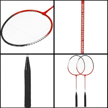 Set badminton 9 piese, 2 rachete metalice, 6 fluturasi si husa, 66 cm, multicolor [9]