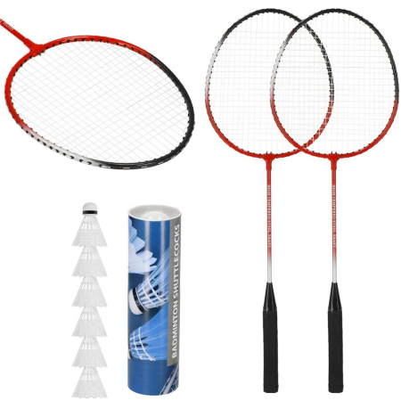 Set badminton 9 piese, 2 rachete metalice, 6 fluturasi si husa, 66 cm, multicolor [13]