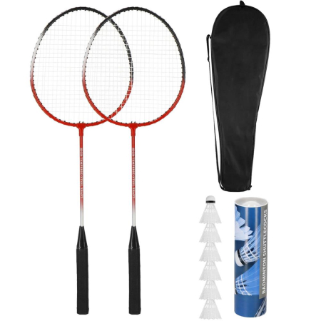 Set badminton 9 piese, 2 rachete metalice, 6 fluturasi si husa, 66 cm, multicolor [15]