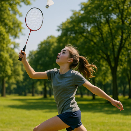 Set badminton 9 piese, 2 rachete metalice, 6 fluturasi si husa, 66 cm, multicolor [3]