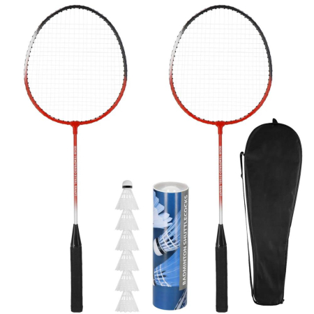 Set badminton 9 piese, 2 rachete metalice, 6 fluturasi si husa, 66 cm, multicolor [14]