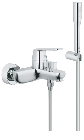 Baterii cada si dus - Set baterie cada Grohe 32832000, 124 mm, 1 bar, 65 mm, 1.5 m, 210 mm, 163 mm, 39 mm, 2 orificii instalare, Crom
