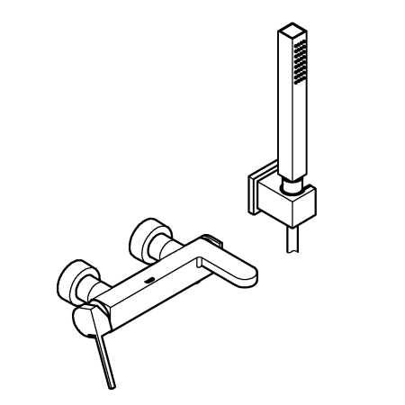 Set baterie cada Grohe 33547003, 1 bar, 66 mm, 1.5 m, 189 mm, 89 mm, 2 orificii instalare, 1 functii para dus, Crom [5]