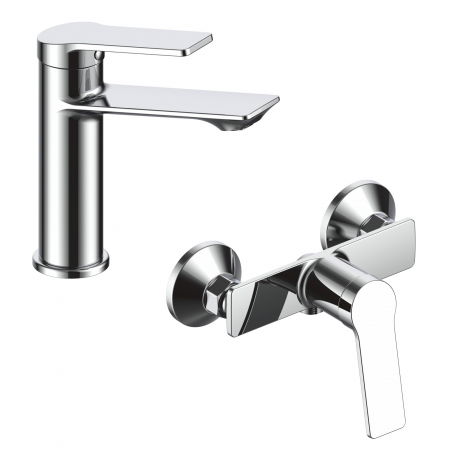 Baterii cada si dus - Set baterie Lavoar + Dus La Brocca ROMA, Monocomanda, Design slim, Economie de apa, Silentioasa, Usor de curatat si instalat, alama sanitara, Finisaj crom