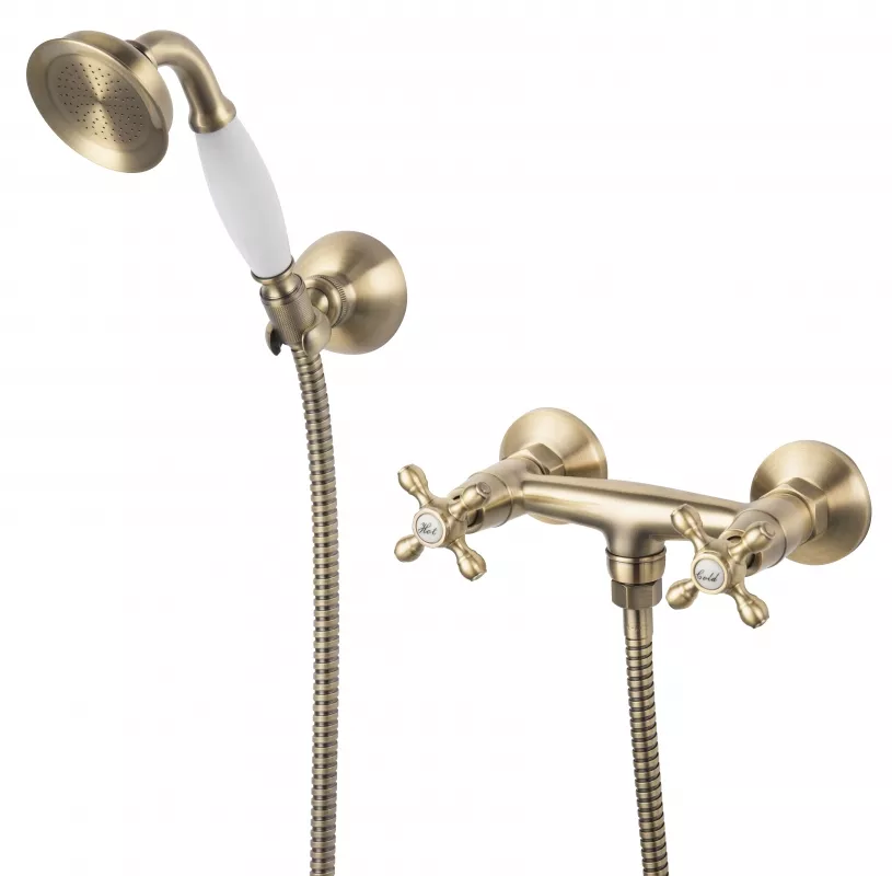 Baterii cada si dus - Set baterie dus FDesign Lacrima FD1-LRA-77-66, 1/2'', aparenta, retro, set de dus, 1 pulverizare, mat, bronz