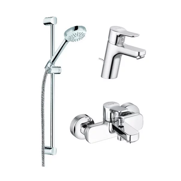 Baterii cada si dus - Set baterie lavoar baterie cada dus si set dus Kludi Pure&Easy crom