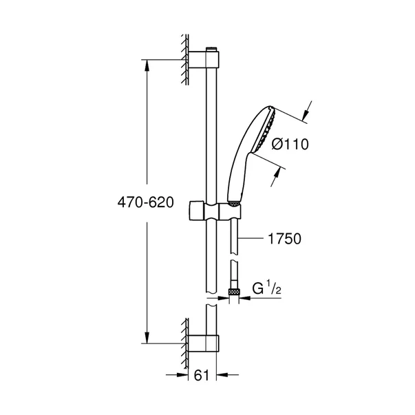 Set baterii lavoar cada Grohe BauEdge si dus cu bara Tempesta crom lucios [6]