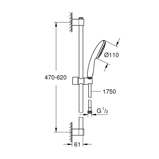 Set baterii lavoar dus Grohe BauEdge si dus cu bara Tempesta crom lucios [6]