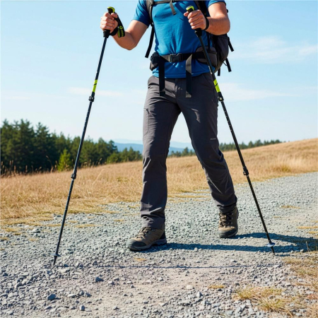Set bete trekking reglabile 62-135 cm, aluminiu, cu accesorii si husa, negru si verde [5]