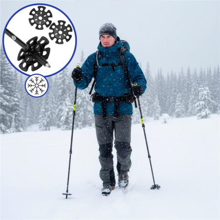 Set bete trekking reglabile 62-135 cm, aluminiu, cu accesorii si husa, negru si verde [15]