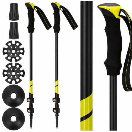 Set bete trekking reglabile 62-135 cm, aluminiu, cu accesorii si husa, negru si verde [6]